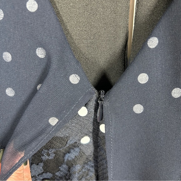 Harlyn Navy Polka Dot & Lace Sleeveless Mini Dress Extra Small - Picture 5 of 9